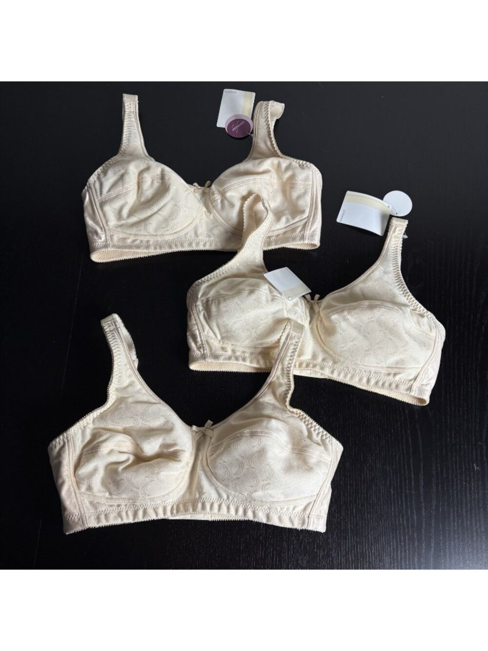 NWT AMOENA Bella 2114 Mastectomy Bra Size 36C, Lot of 3, Pearl Beige